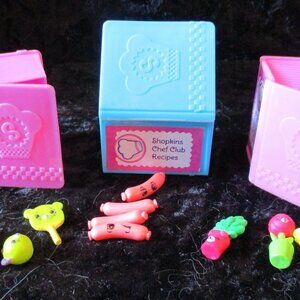 Shopkins Chef Club Recipe Boxes w/Figures (2 Pink, 1 Blue & 11 Figures) 14 Total